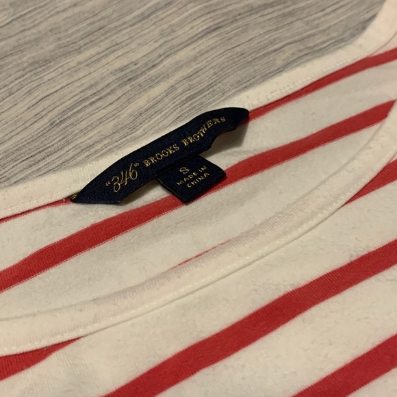Brooks Brothers Red White Striped Crew T-Shirt S - Picture 4 of 5